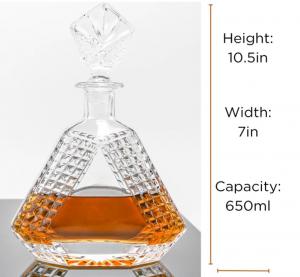 China Rubber Stopper Sealed Wine Decanter Crystal Glass Unique Shape Engraved Whisky Bottle on sale