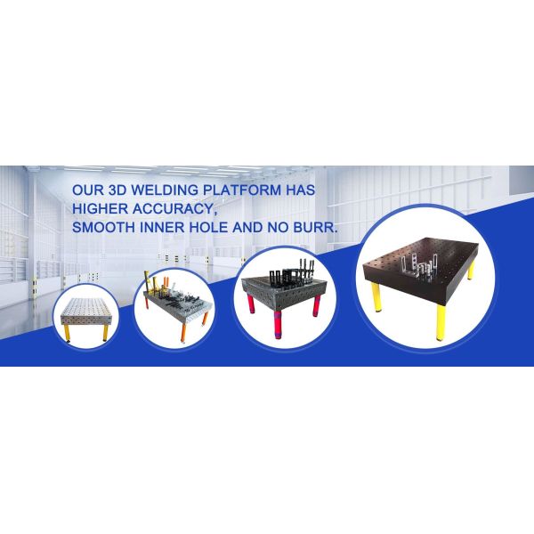 D16 3D Welding Table overview showing precision hole pattern and clamping system