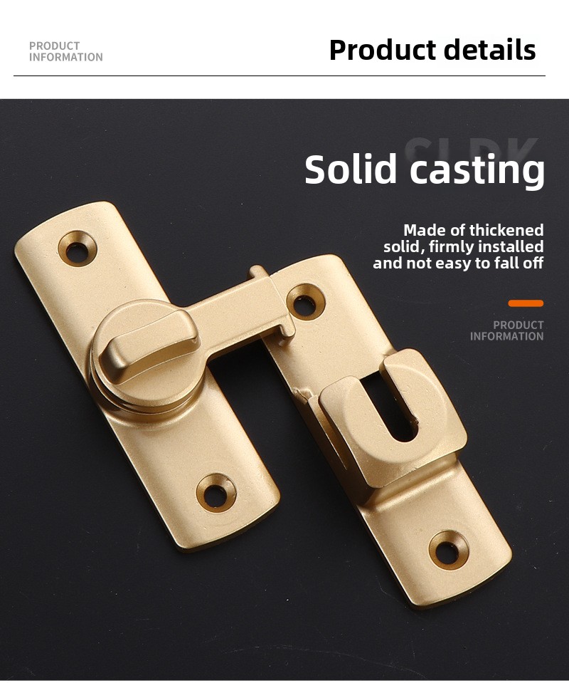Modern Hotel Bathroom No-Drill Window Solid Aluminum Alloy Door Window Accessories Easy Closure Anti-Theft Lock 1-Year Warranty