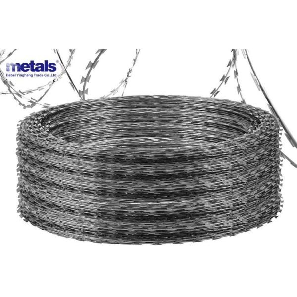 Galvanized High Security Fencing Barbed Tape Concertina In Military Prison Industrial Settings