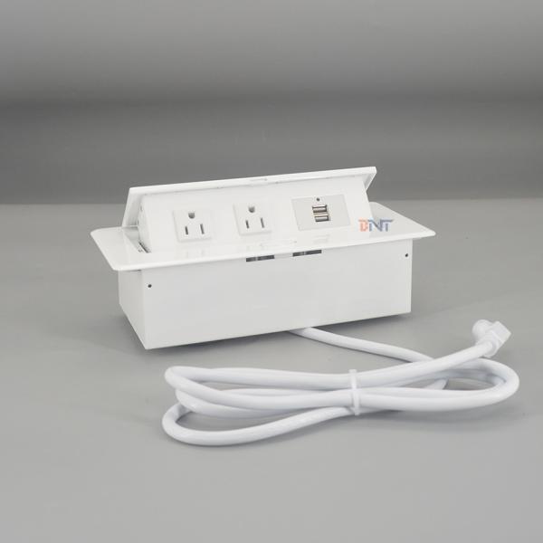 Whole white aluminum panel pop-up desk mount socket with usb outlet