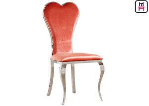 China Velvet Gold / Silver / Chrome Stainless Steel Restaurant Chairs With Red Heart Back on sale
