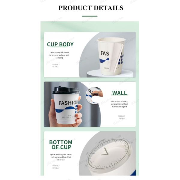 Customized Printed Disposable Double Layer Insulated Paper Cups for Hot Drink juice Milk Tea