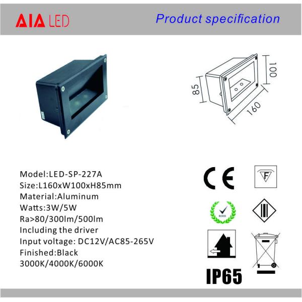 Exterior IP65 Black 3W led stair lighting &LED Step light for building