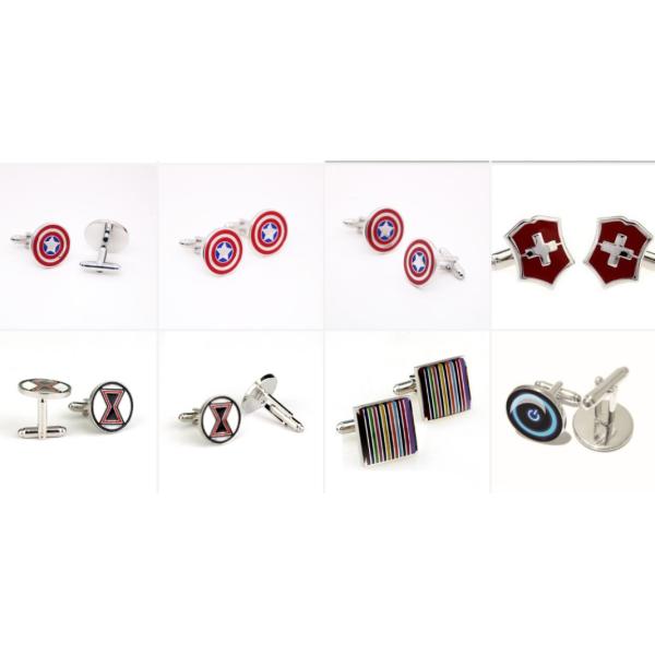 Personalised Lightening Cufflinks Stainless Steel Mens Wedding Cuff Links, Fashion Jewelry Blue Enamel Pattern Round N