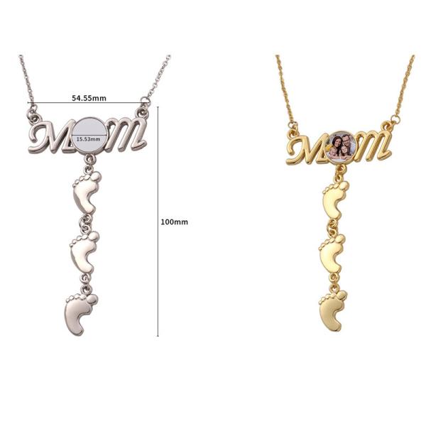 Mothers Day Gift Mom Necklace Sublimation Footprint Necklace Personalised Necklace For Mum And Baby