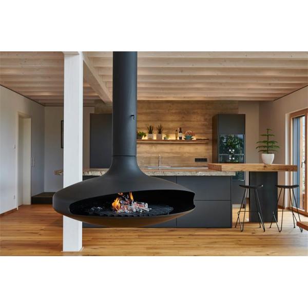 900mm Black Color Hotel Wood Charcoal Suspended Fireplace For Warming