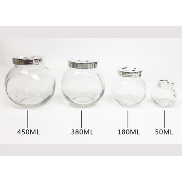 Clear Flat Drum Shape Empty Glass Jars Food Storage For Candy / Spices