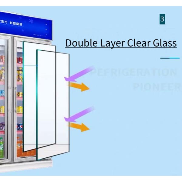 520W LED Commercial Supermarket Refrigerator 1200L With Three Glass Door
