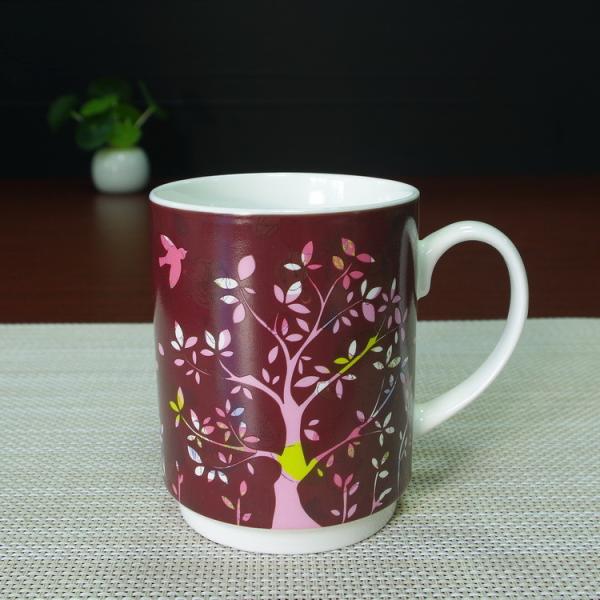 White Porcelain Color Changing Coffee Mug , Spring Flowers Mugs