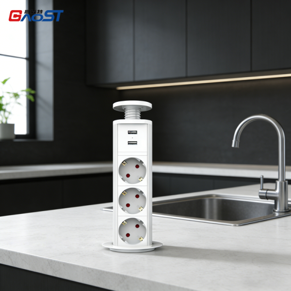 Smart Retractable Power Socket Pop Up Island Outlet 62mm Customized