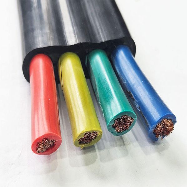 Bare Copper 4*10 4*16 2.5mm 4 Core Flat Well Pump Wire Rubber Sheathed Waterproof