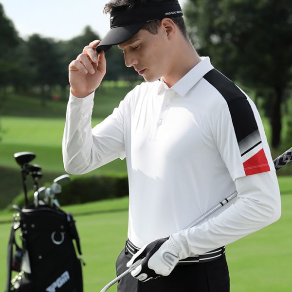 Custom Men Long Sleeve Golf T-Shirt Quick Dry Stretch Performance Athletic Tee Custom Logo OEM