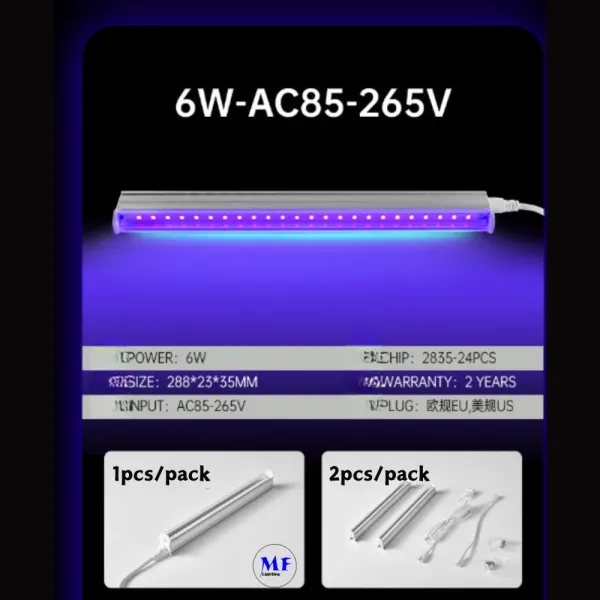 Factory Price 6W EU Us Standard Black Fluorescent Tube PC Alu. Hangable IP43 Nail Party KTV Ambient Atmosphere Scenario LED UV Light Light