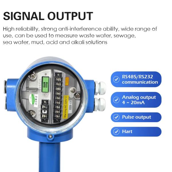 High Precision Electromagnetic Flow Meter 4-20mA Output For Water Fluid Medium