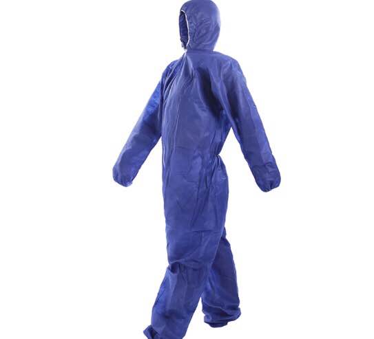 Blue PP Disposable Protective Coveralls , Type 5 / 6 Disposable Work Suits