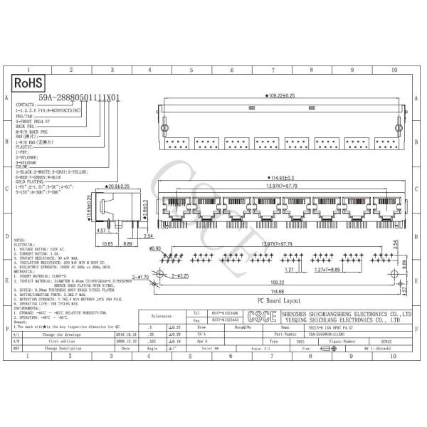 1 X 8 port RJ45 Multiple Port Connectors Integrated Magnetics 8P8C