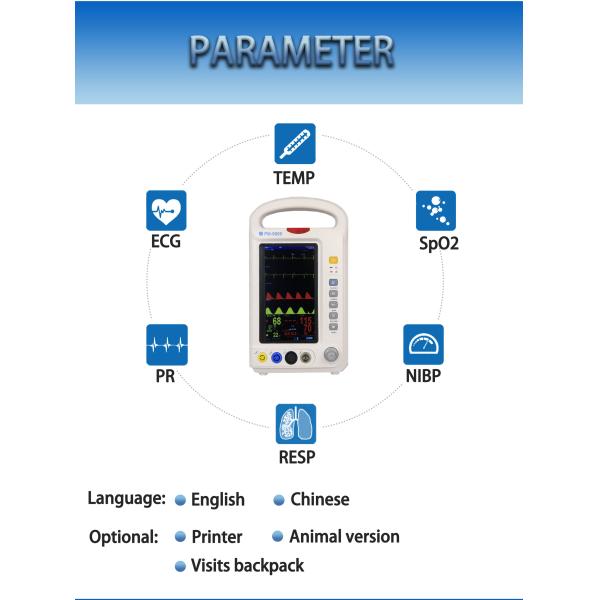 Small Size 7 Inch Multi Parameter Patient Monitor Built In Rechargeable Lithium Battery