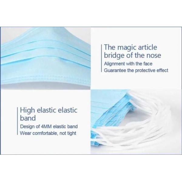 Blue Color Disposable Surgical Mask , Disposable Non Woven Face Mask 17.5*9.5cm