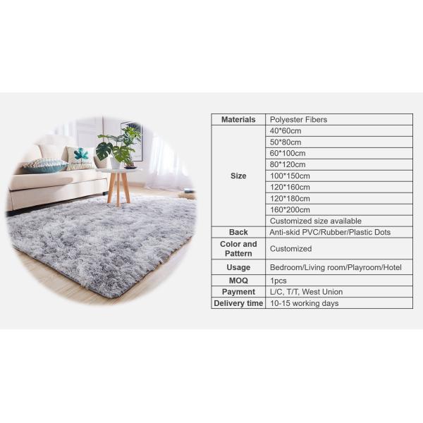 Blue Fluffy Tie-dyed Bedroom Living Room Area Rug Luxury Hotel Center Carpet Customized Size