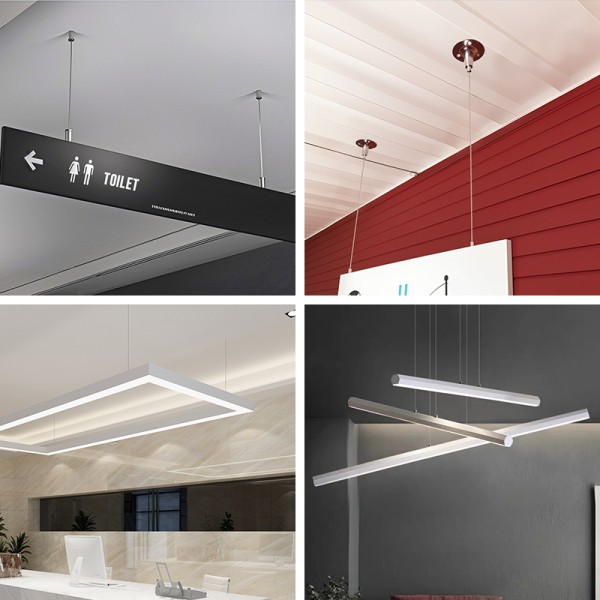 Ceiling Wire Rope Suspension Kit with Painting Hanging Hooks Spring Hanging Cable Kit for Picture, Panel