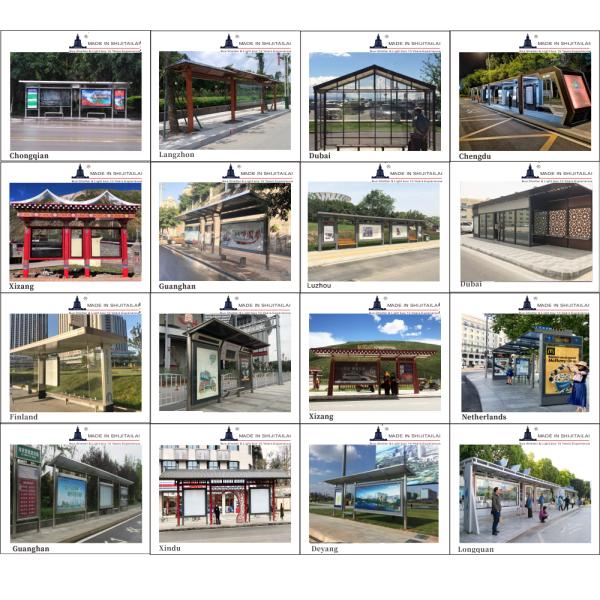 Outdoor Metal Paint 2500mm 8H Bus Stop Shelter