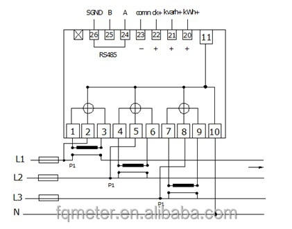 Modbus RTU Three Phase CT Connected Din Rail Energy Meter 3*230/400V 1.5 6 A Class1.0