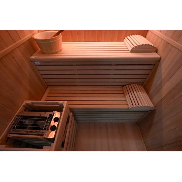 Custom Made Cedar Cube Sauna Room with Computer Control Panel and Electric Stove Heating for Outdoor Use