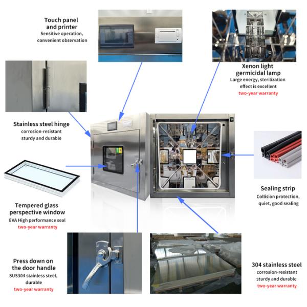 304 Stainless Steel Electrostatic Interlocked Xenon Light Pass Box Customizable for Clean Room Sterilization