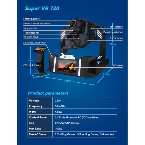 Immersive Virtual Reality Game Simulation VR 720 Degree Flight Chair Simulator Machine Dynamic Motion System Indoor Park Fun