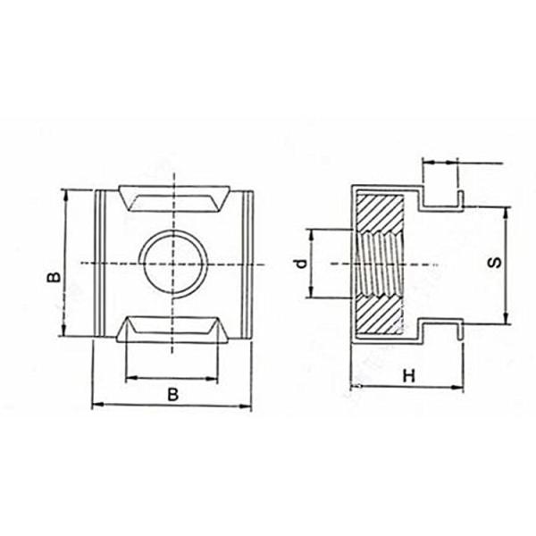 Stainless Steel 304 316 square lock spring cage nut for electrical box