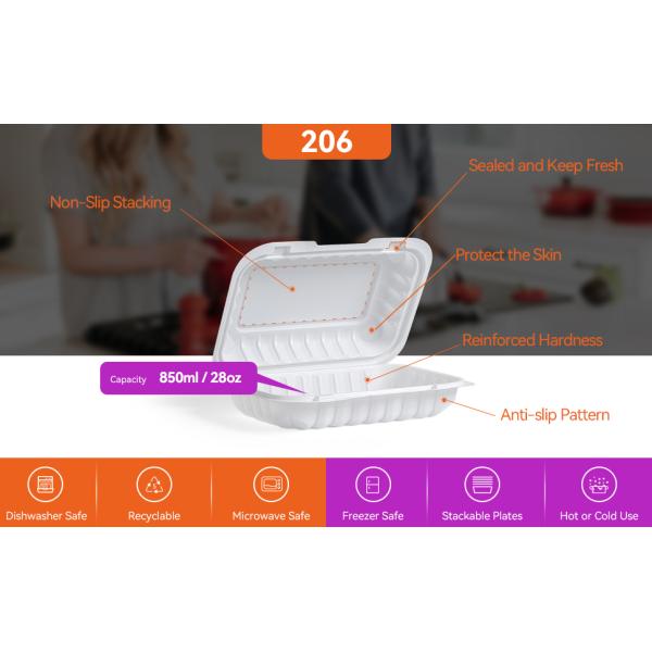 Clamshell Food Containers, Shrink Wrap 50 Pack 9 X 6 Inch 28 OZ Plastic Hinged To Go Containers Microwave Freezer
