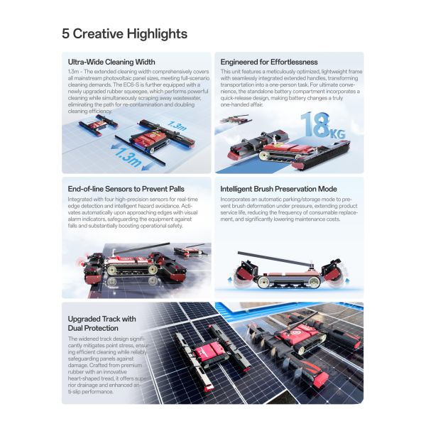 Solar Panel Cleaning Robot Remote Control Lithium Battery Dry & Water Cleaning Photovoltaic Cleaning Tool