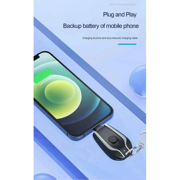 Mini Type C Keychain Portable Power Station Emergency Charger With LI Polymer Battery Power Bank