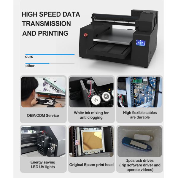 KECAI 4050 UV Flatbed Printer With White Ink & Varnish Industrial XP600 Head UV Printer for Metal Glass Acrylic Wood