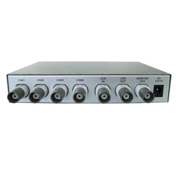 DC 12V CCTV Color Quad Processor High Resolution 4 Channel Color Video Multiplexer