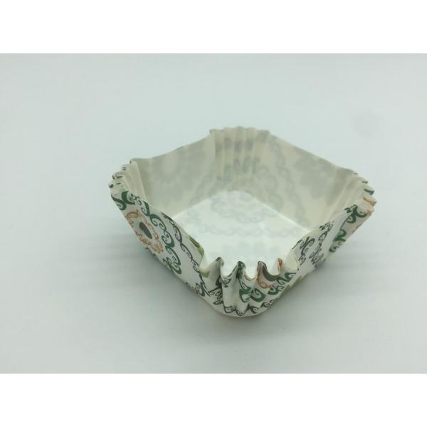 Green Sun Flower Square Paper Baking Liners , Decorative Paper Cupcake Wrappers