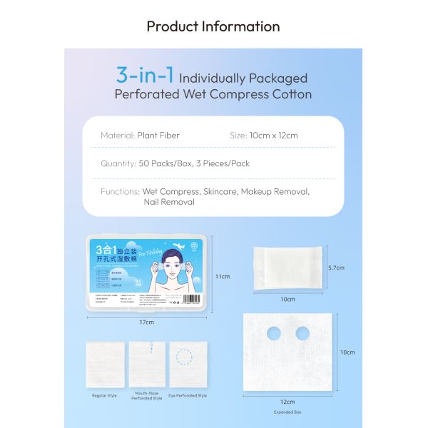 Absorbent Stretchable Cotton Makeup Pads Toner Application and Wet Compress Use