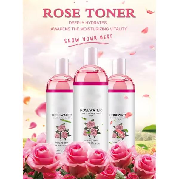 Natural Organic Face Toner Hyaluronic Hydrating Essential Water Rosewater