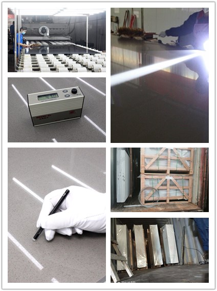 Beige Color Polished Artificial Quartz Marble Kitchen Countertop 3250x1850x20mm