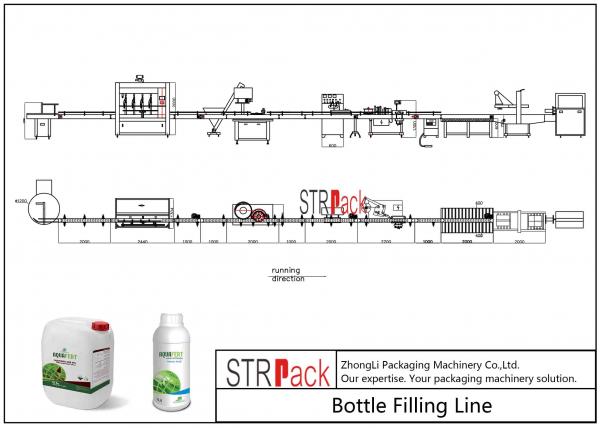 Quality Liquid Bottle Filling Line With Bottle Capping Machine And Double Side Labeling Machine for sale