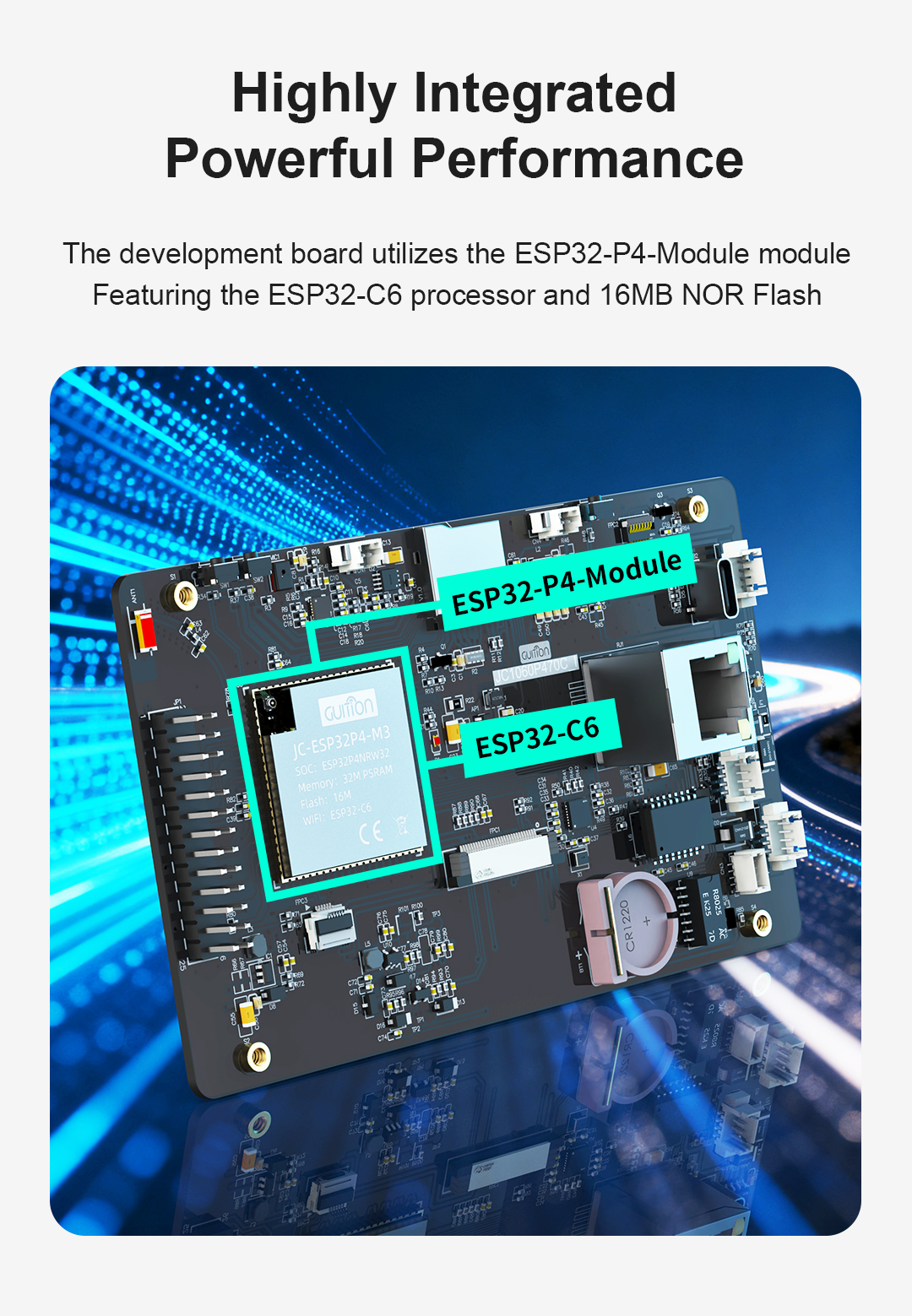 JC1060P470C_I_W_Y High performance 7-inch screen integrated development kit: ESP32-P4 main control, integrated camera, ready to use