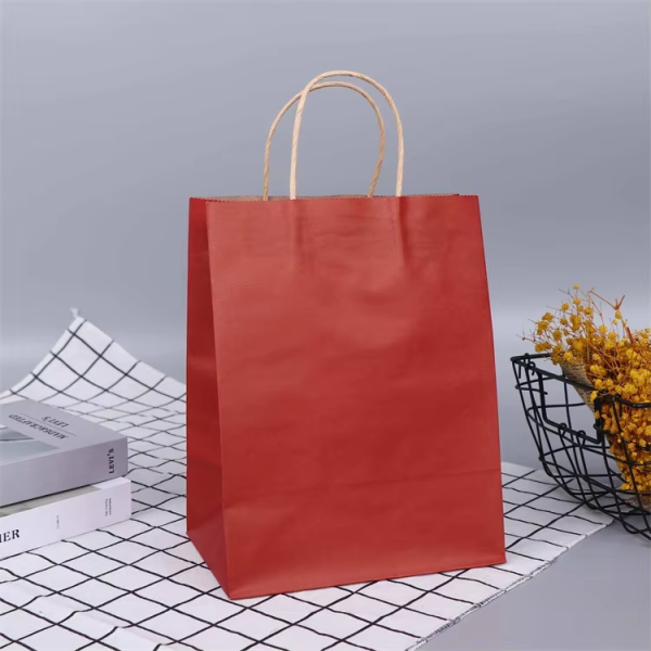 Cowhide Portable Paper Bags for Takeaway Packaging Creative Gift Bags Clothing Bags