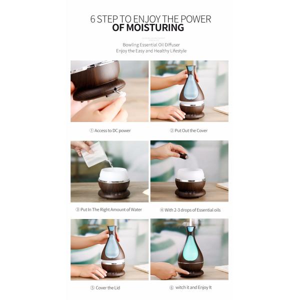 Aroma Humidifier 12W 400ML Ultrasonic Essential Oil Diffuser