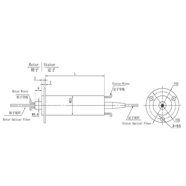 2 Channels Rotary Slip Ring Fiber Optical Joint For Encoder Servo Motor Signal Line
