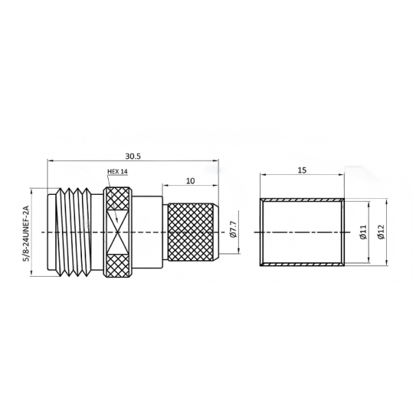 Nickel Plated Brass Female N Type Crimp Connector for LMR 400 Coaxial Cables - RF N Connector