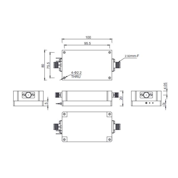 1 to 3.2 GHz EMC Wideband Power Amplifier P1dB 33 dBm RF Power Amplifier