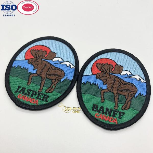 Moose Shape Chenille Embroidery Patch PVC Silicone Rubber Custom Logo With Border