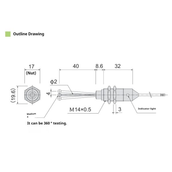 RoHS2 Certified 360 Degree Inspection Probe with Red Indicator for Contact Sensor Tool Measurement on CNC Machines ZTSX1M