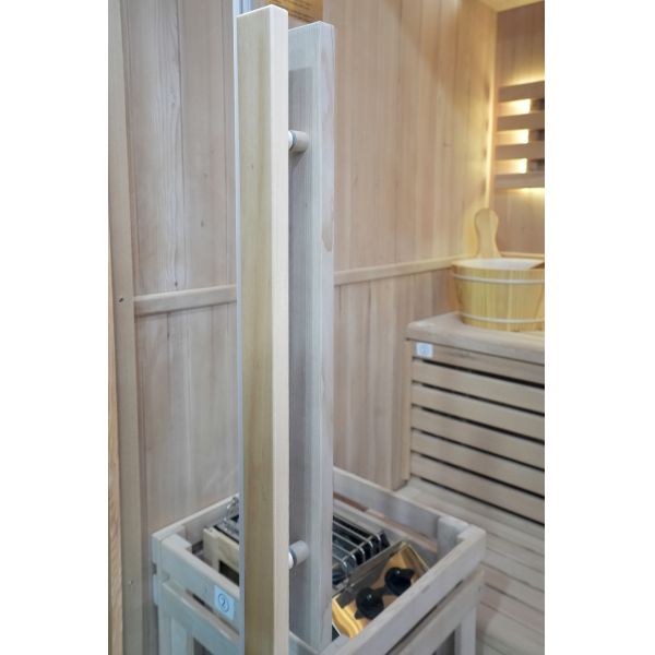 Custom Made Cedar Cube Sauna Room with Computer Control Panel and Electric Stove Heating for Outdoor Use